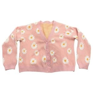 SHEIN Daisy Button Up Cardigan in Pink, Size OS​​​​​​